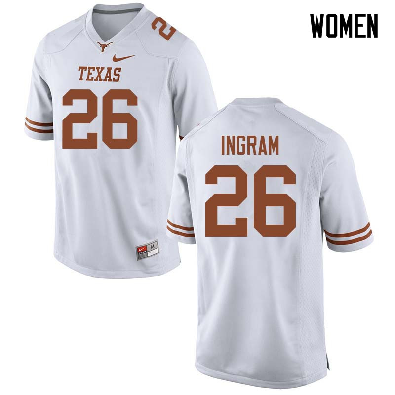 Women #26 Keaontay Ingram Texas Longhorns College Football Jerseys Sale-White